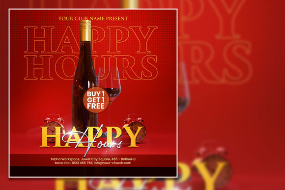Red Style Happy Hour Social Media Post: A Versatile Tool for Creative Professionals